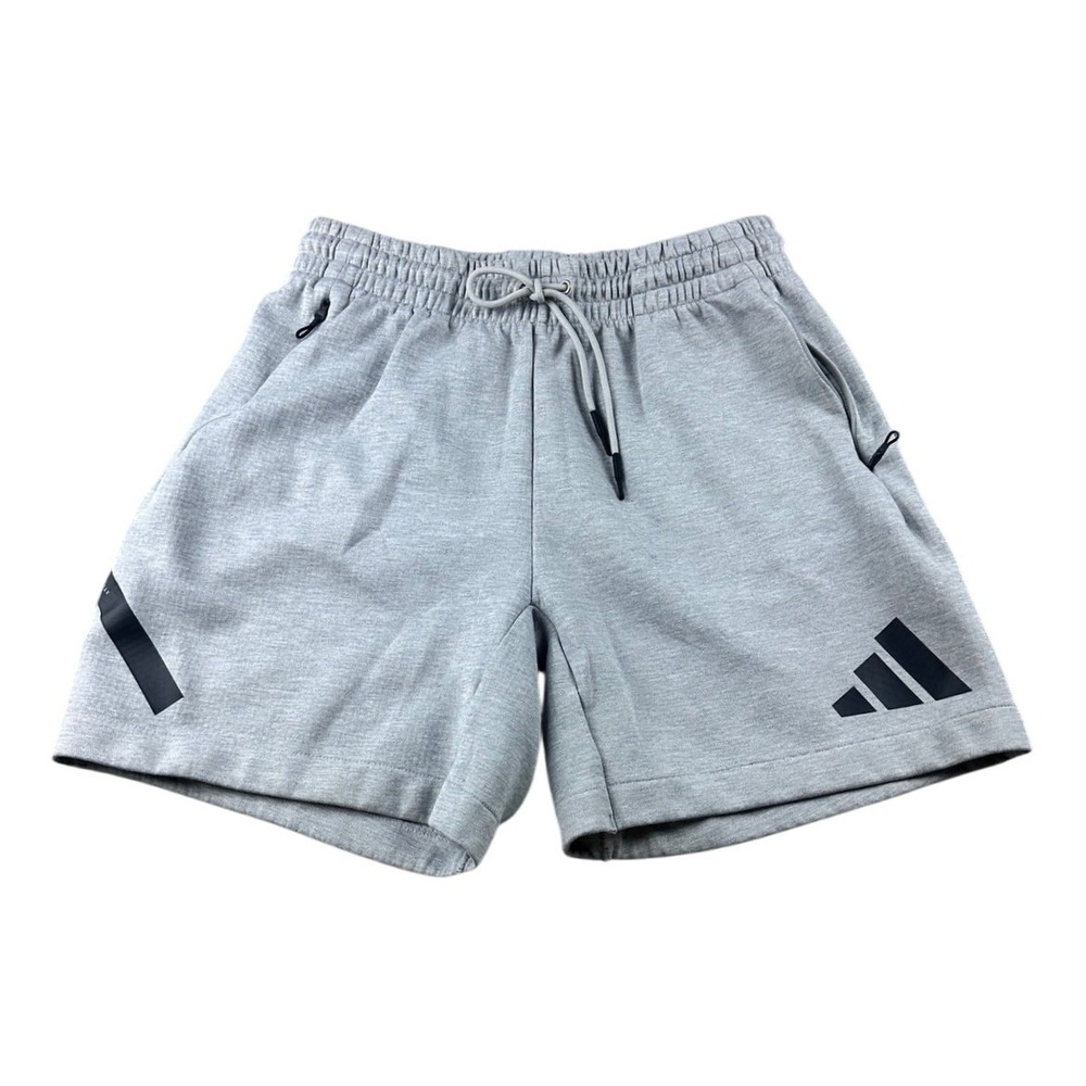 Adidas Z.N.E. Shorts Men L Gray Regular Zip Pocket Solid Logo Sportswear Workout